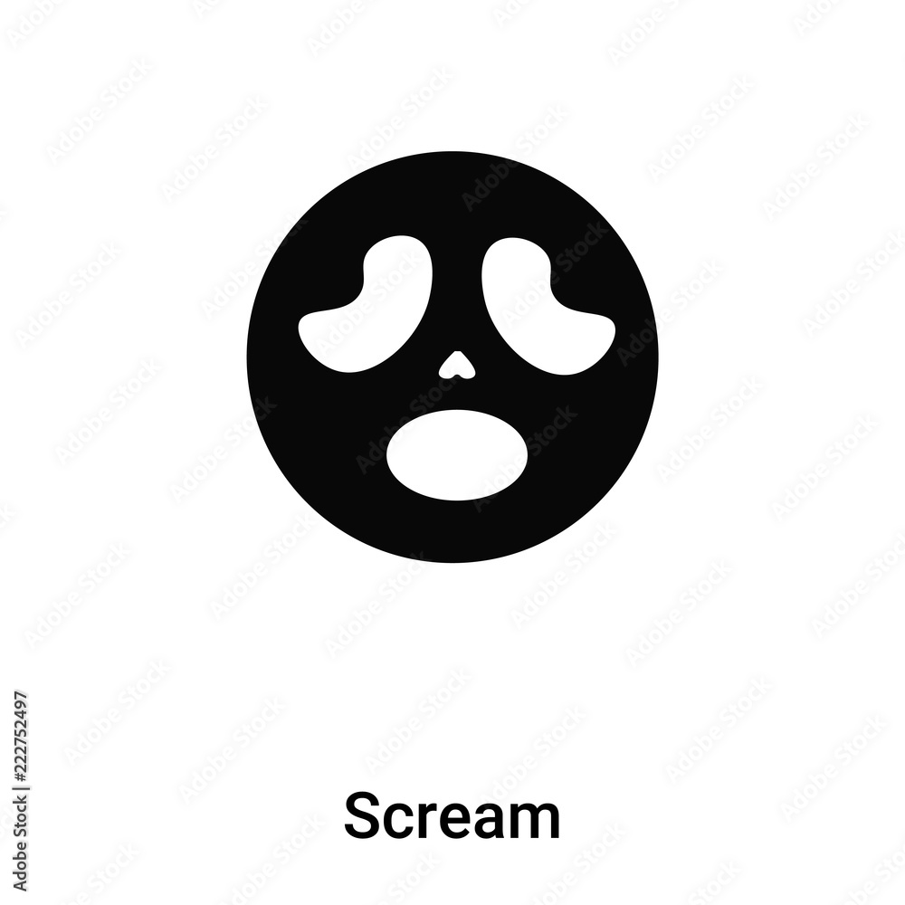 Scream icon vector isolated on white background, logo concept of Scream sign on transparent background, black filled symbol Scream icon vector isolated on white background, logo concept of Scream sign on transparent background, black filled symbol