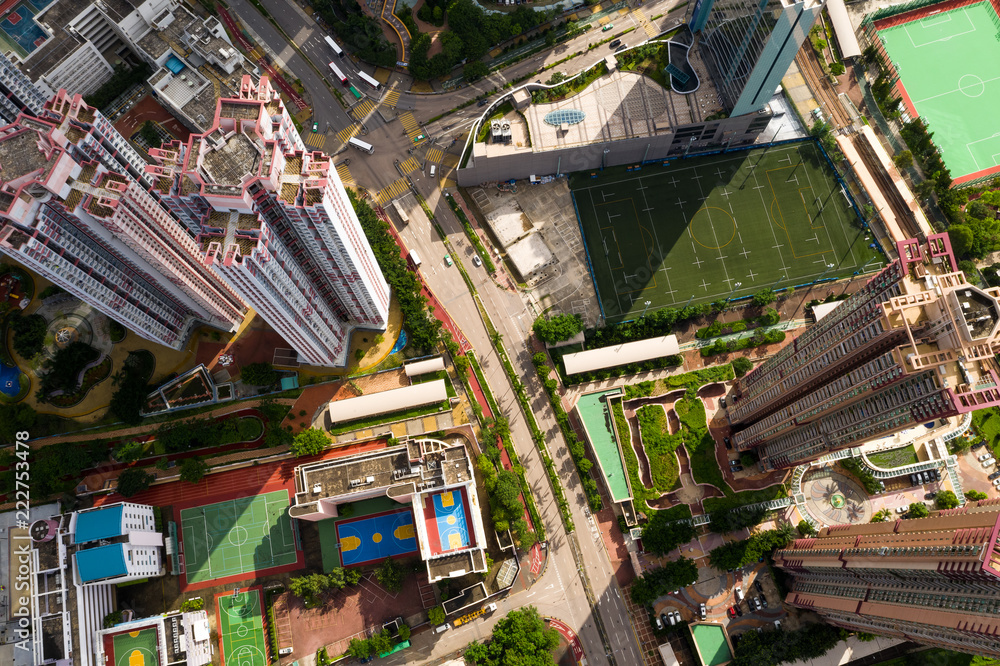 Top down of Hong Kong residential district