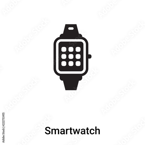 Smartwatch icon vector isolated on white background, logo concept of Smartwatch sign on transparent background, black filled symbol