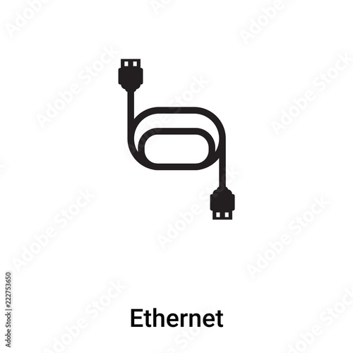 Ethernet icon vector isolated on white background, logo concept of Ethernet sign on transparent background, black filled symbol