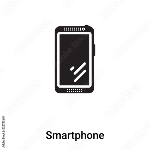 Smartphone icon vector isolated on white background, logo concept of Smartphone sign on transparent background, black filled symbol