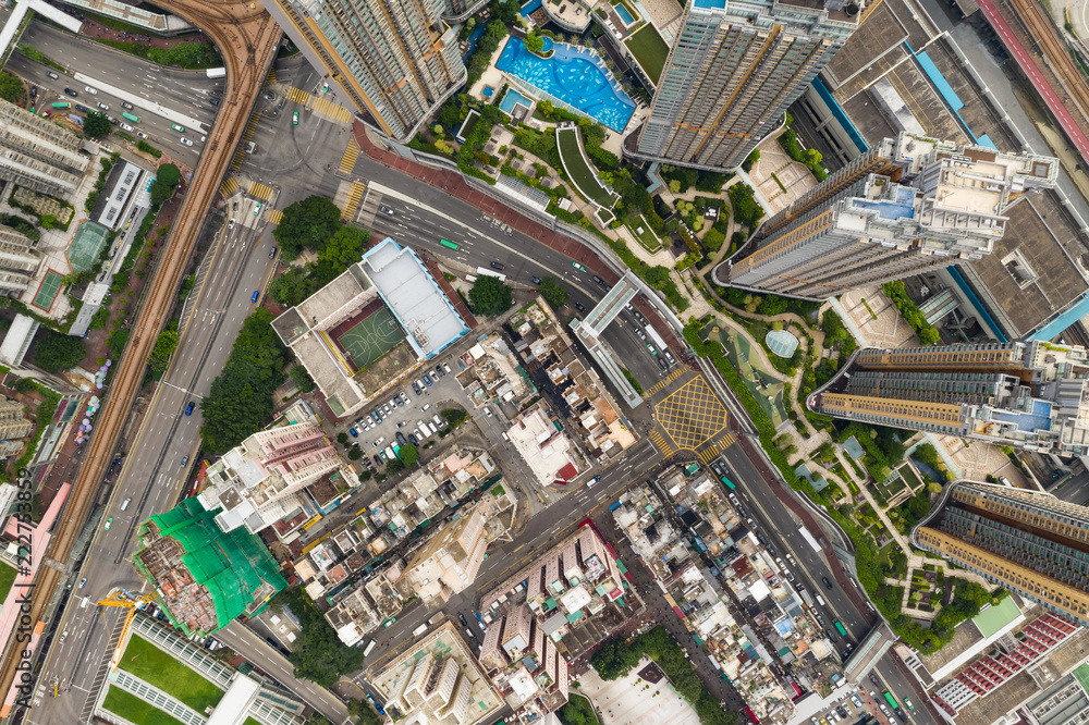 Top down of Hong Kong residential area
