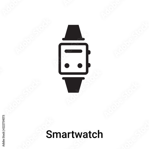 Smartwatch icon vector isolated on white background, logo concept of Smartwatch sign on transparent background, black filled symbol