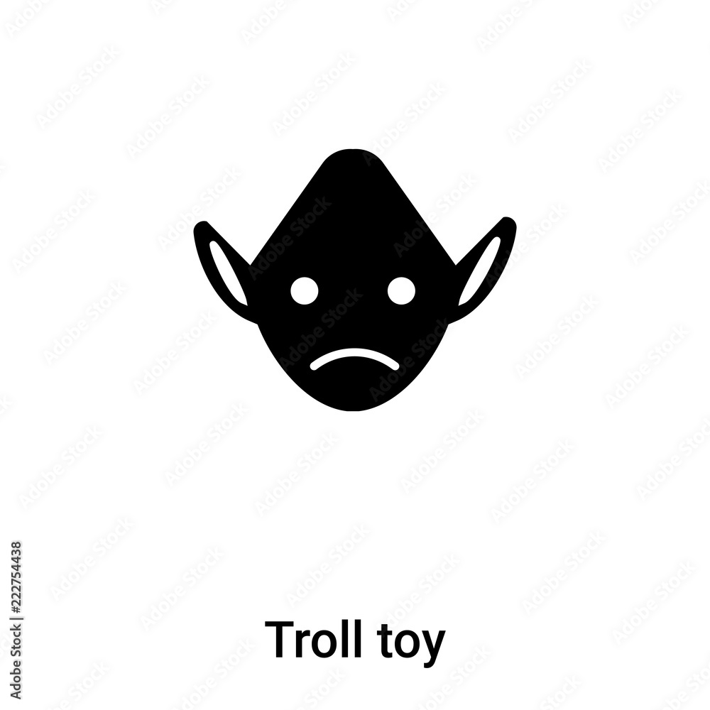 Troll toy icon vector isolated on white background, logo concept of Troll toy sign on transparent background, black filled symbol