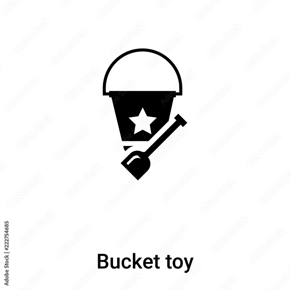 Bucket toy icon vector isolated on white background, logo concept of Bucket toy sign on transparent background, black filled symbol Bucket toy icon vector isolated on white background, logo concept of Bucket toy sign on transparent background, black filled symbol