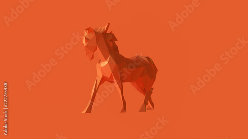 Orange Polygon Horse 3d illustration 3d rendering