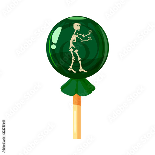 Colored sweets, lollipop, hard candy, Sceleton, caramel, Halloween holiday. Vector, isolated, cartoon style