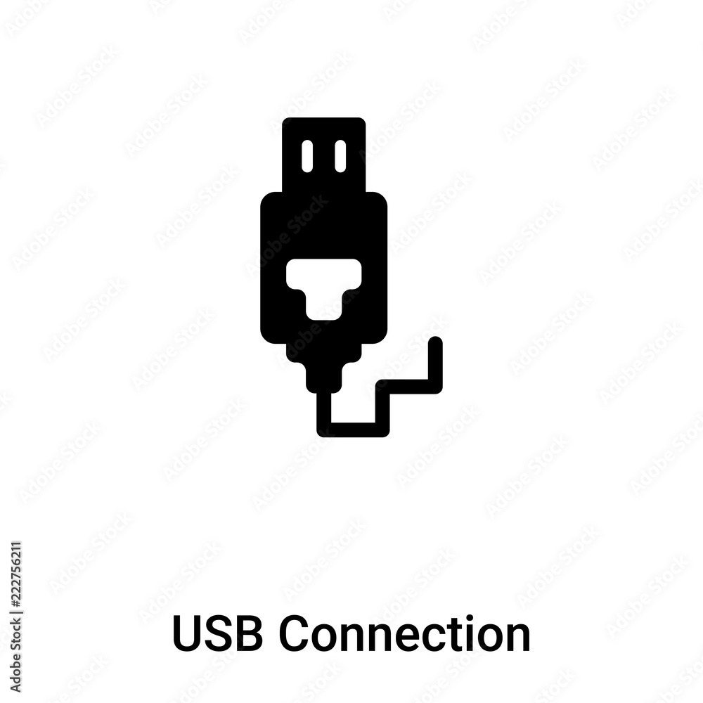 USB Connection icon vector isolated on white background, logo concept of USB Connection sign on transparent background, black filled symbol USB Connection icon vector isolated on white background, logo concept of USB Connection sign on transparent background, black filled symbol