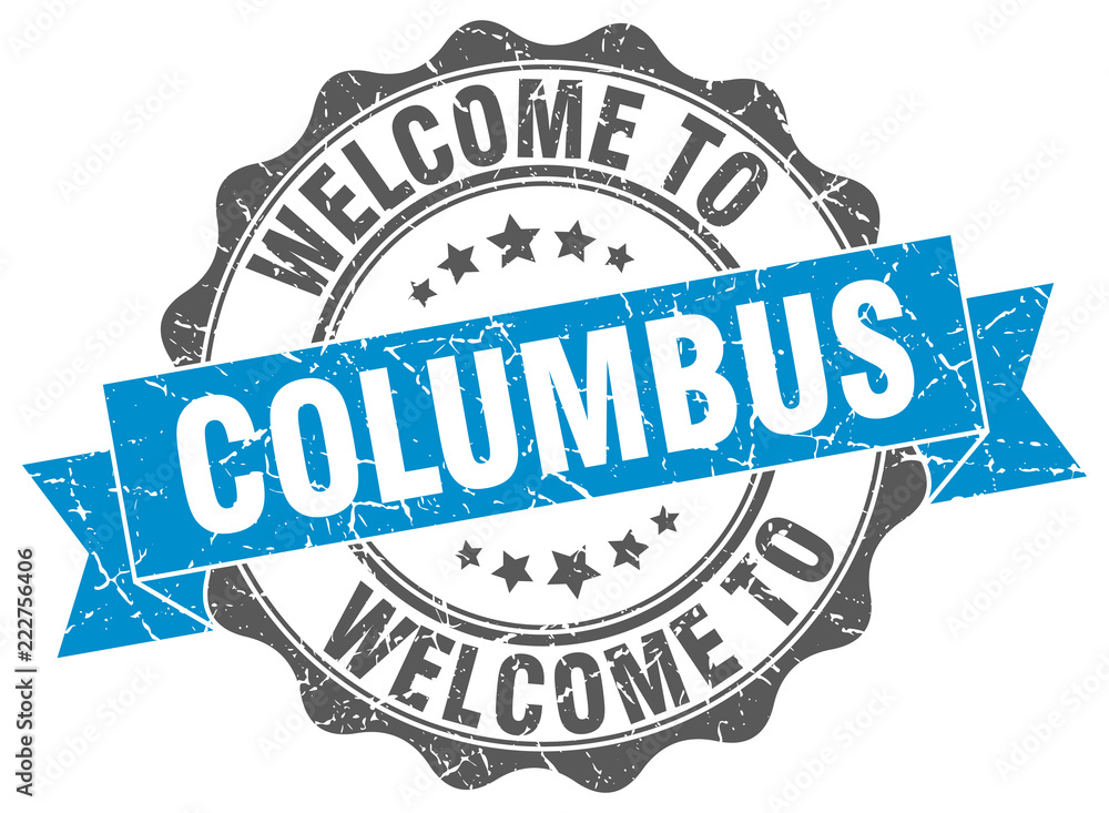 Fototapeta premium Columbus round ribbon seal