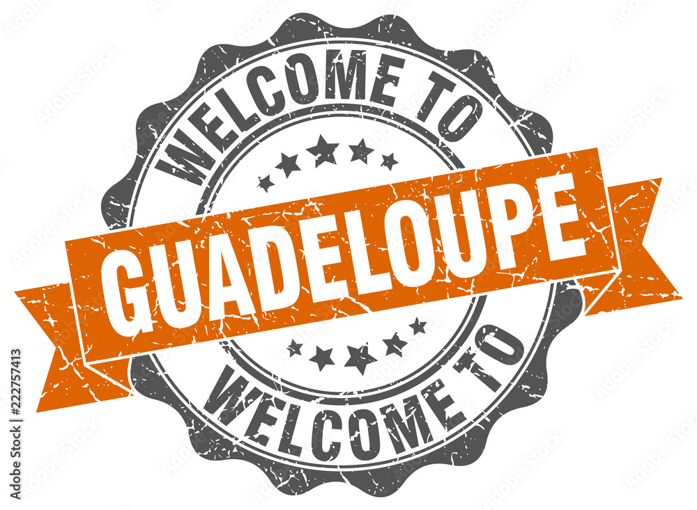 Obraz premium Guadeloupe round ribbon seal