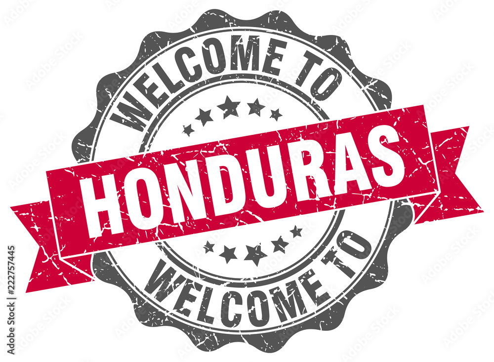Obraz premium Honduras round ribbon seal