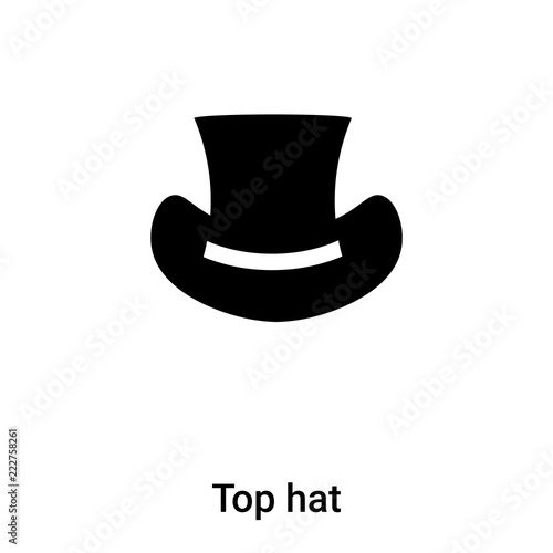 Top hat icon vector isolated on white background, logo concept of Top hat sign on transparent background, black filled symbol