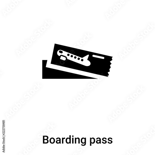 Boarding pass icon vector isolated on white background, logo concept of Boarding pass sign on transparent background, black filled symbol