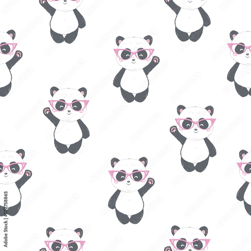 Fototapeta premium Seamless Cute Cartoon Panda Pattern