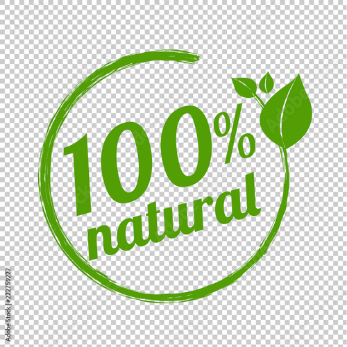 100% Natural Logo Symbol Transparent Background