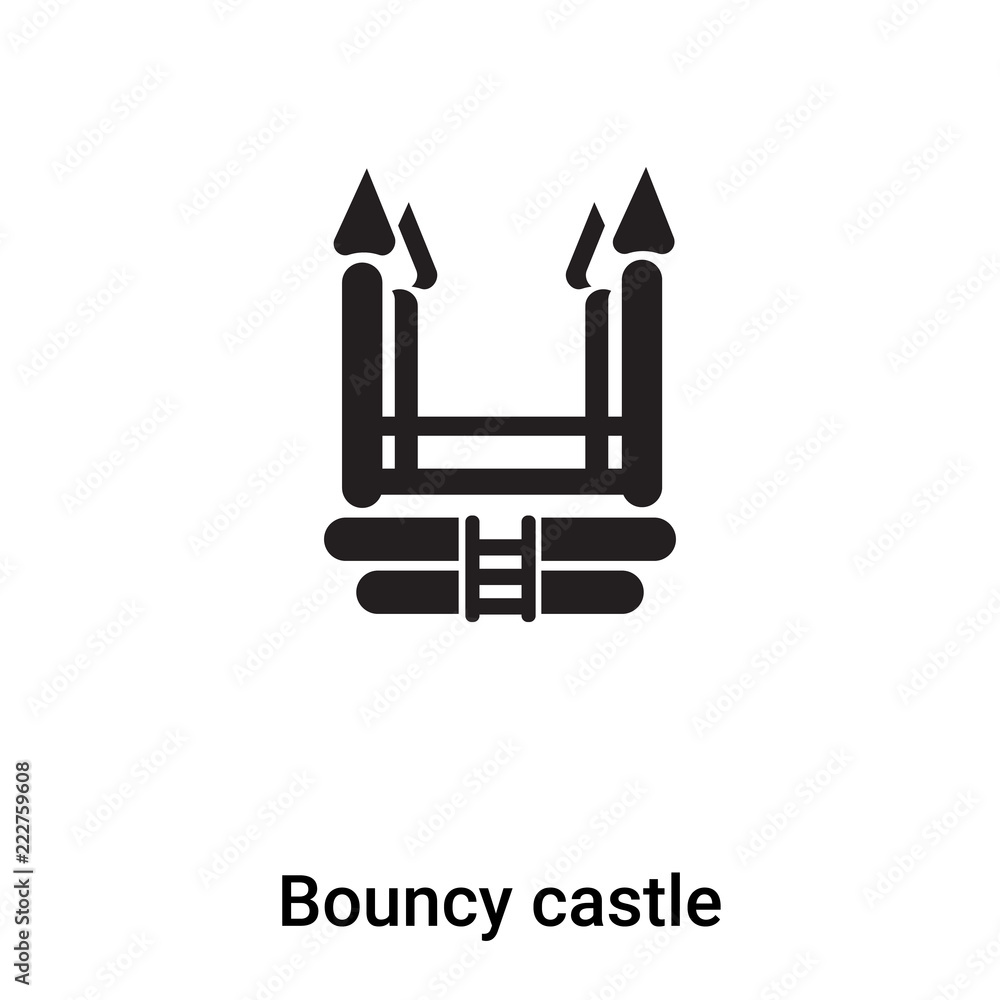 Bouncy castle icon vector isolated on white background, logo concept of Bouncy castle sign on transparent background, black filled symbol