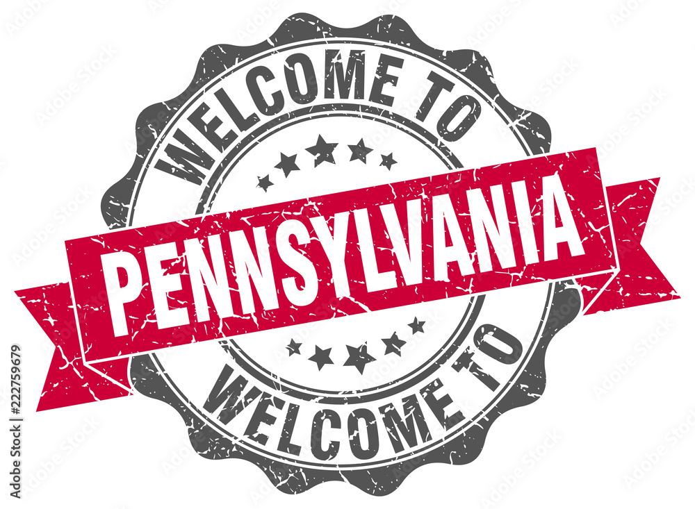 Obraz premium Pennsylvania round ribbon seal