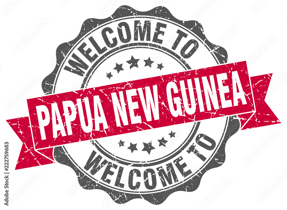 Fototapeta premium Papua New Guinea round ribbon seal