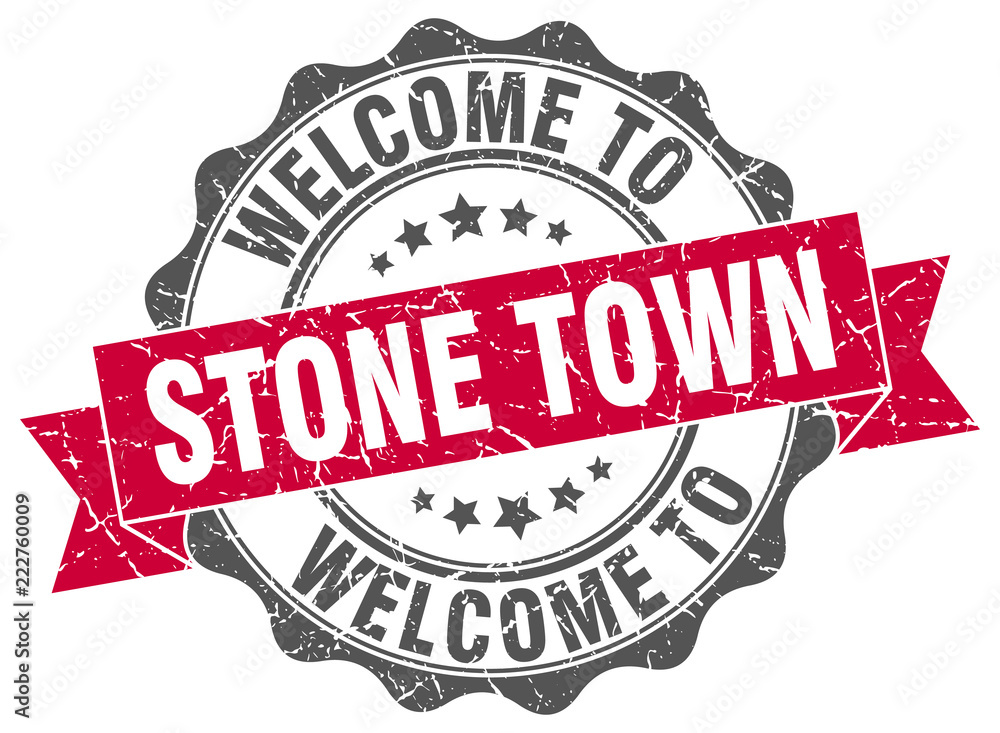 Fototapeta premium Stone Town round ribbon seal