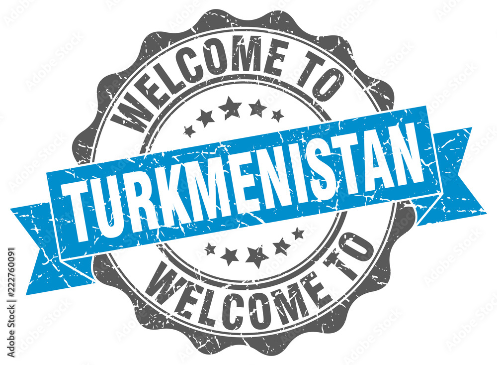 Obraz premium Turkmenistan round ribbon seal