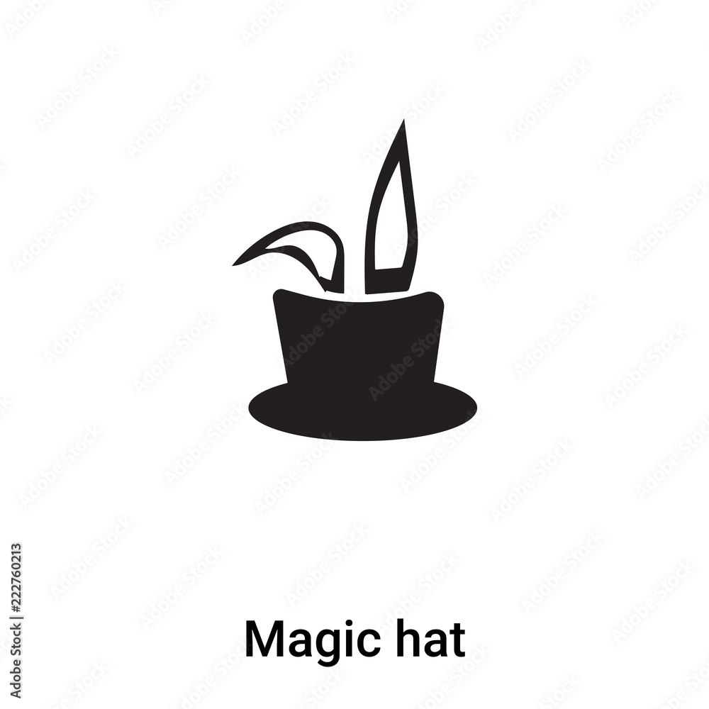 Magic hat icon vector isolated on white background, logo concept of Magic hat sign on transparent background, black filled symbol Magic hat icon vector isolated on white background, logo concept of Magic hat sign on transparent background, black filled symbol