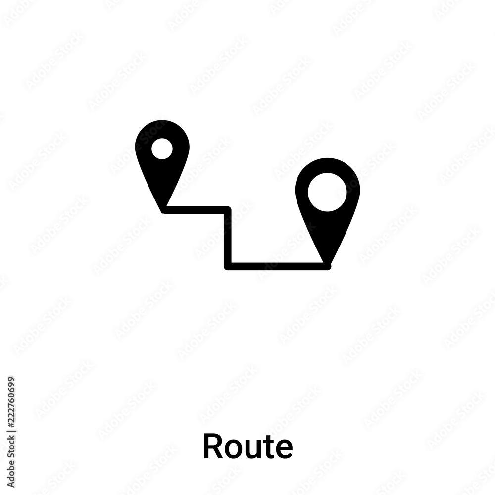 Route icon vector isolated on white background, logo concept of Route sign on transparent background, black filled symbol Route icon vector isolated on white background, logo concept of Route sign on transparent background, black filled symbol