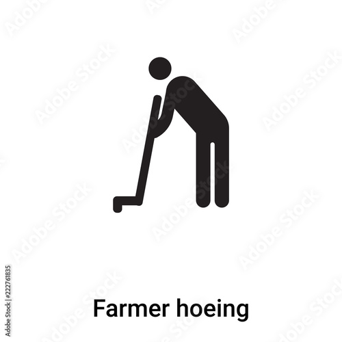 Farmer hoeing icon vector isolated on white background, logo concept of Farmer hoeing sign on transparent background, black filled symbol