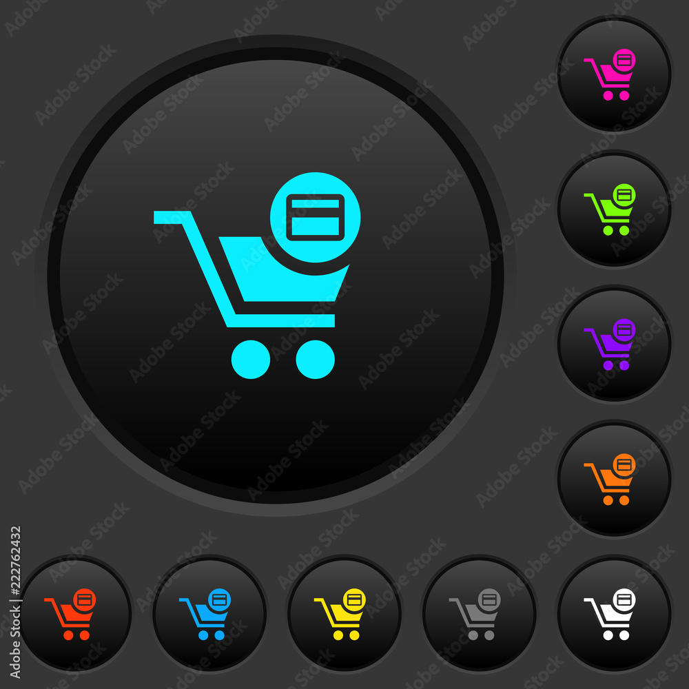 Credit card checkout dark push buttons with color icons Credit card checkout dark push buttons with color icons