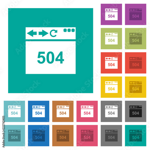 Browser 504 Gateway Timeout square flat multi colored icons