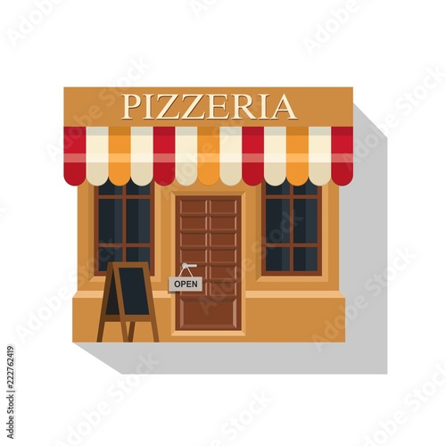 Fototapeta Naklejka Na Ścianę i Meble -  Illustration of cute little fast food restaurant. Italian pizzeria