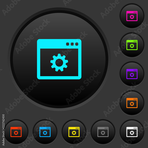 Application settings dark push buttons with color icons