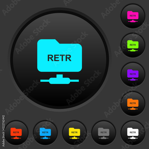 FTP retrieve file dark push buttons with color icons © botond1977