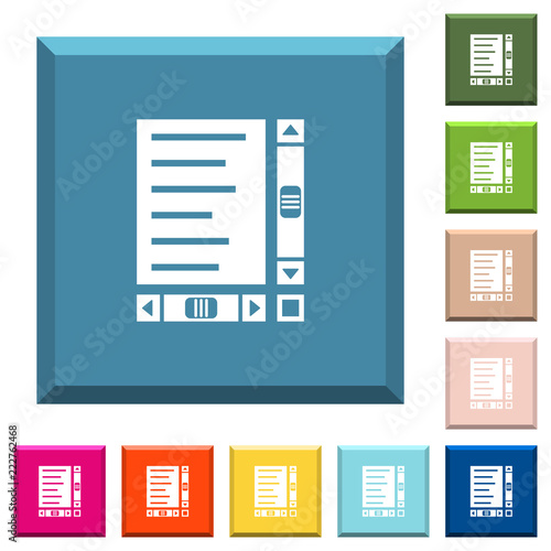 Document with content and scroll bars white icons on edged square buttons