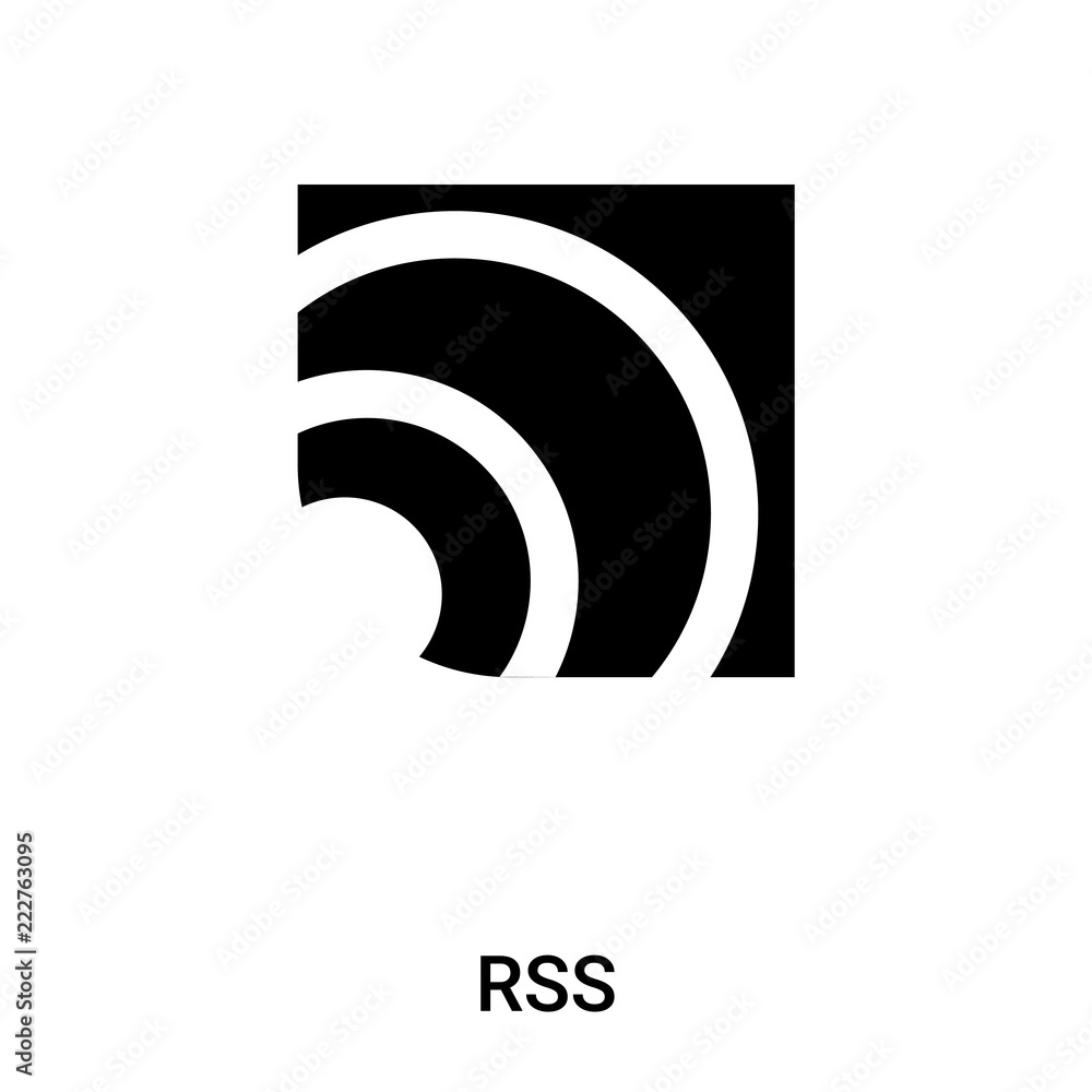 RSS icon vector isolated on white background, logo concept of RSS sign on transparent background, black filled symbol RSS icon vector isolated on white background, logo concept of RSS sign on transparent background, black filled symbol