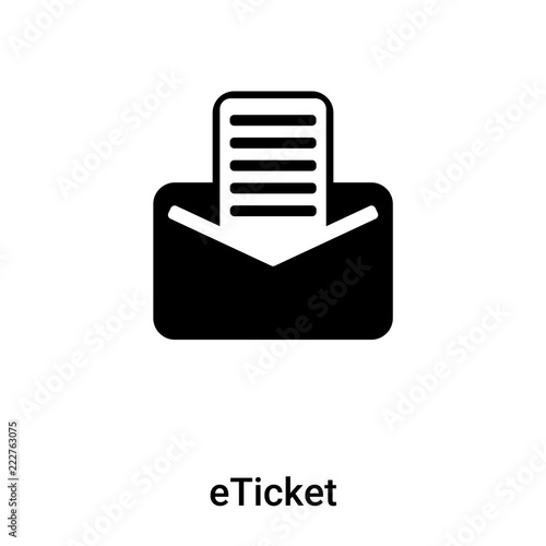 eTicket icon vector isolated on white background, logo concept of eTicket sign on transparent background, black filled symbol