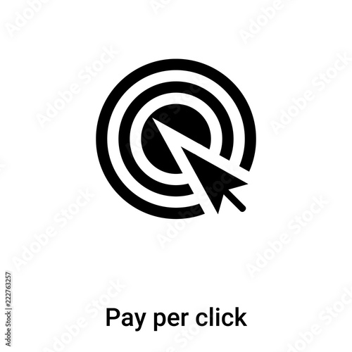 Pay per click icon vector isolated on white background, logo concept of Pay per click sign on transparent background, black filled symbol