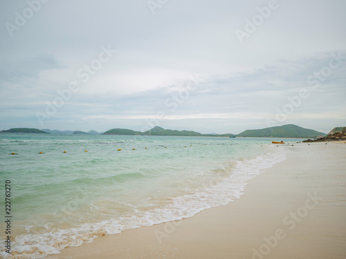 Tropical Idyllic ocean Blue sky and beautiful Beach in vacation time Holiday on the beach Samae San Island thailand.Summer concept.