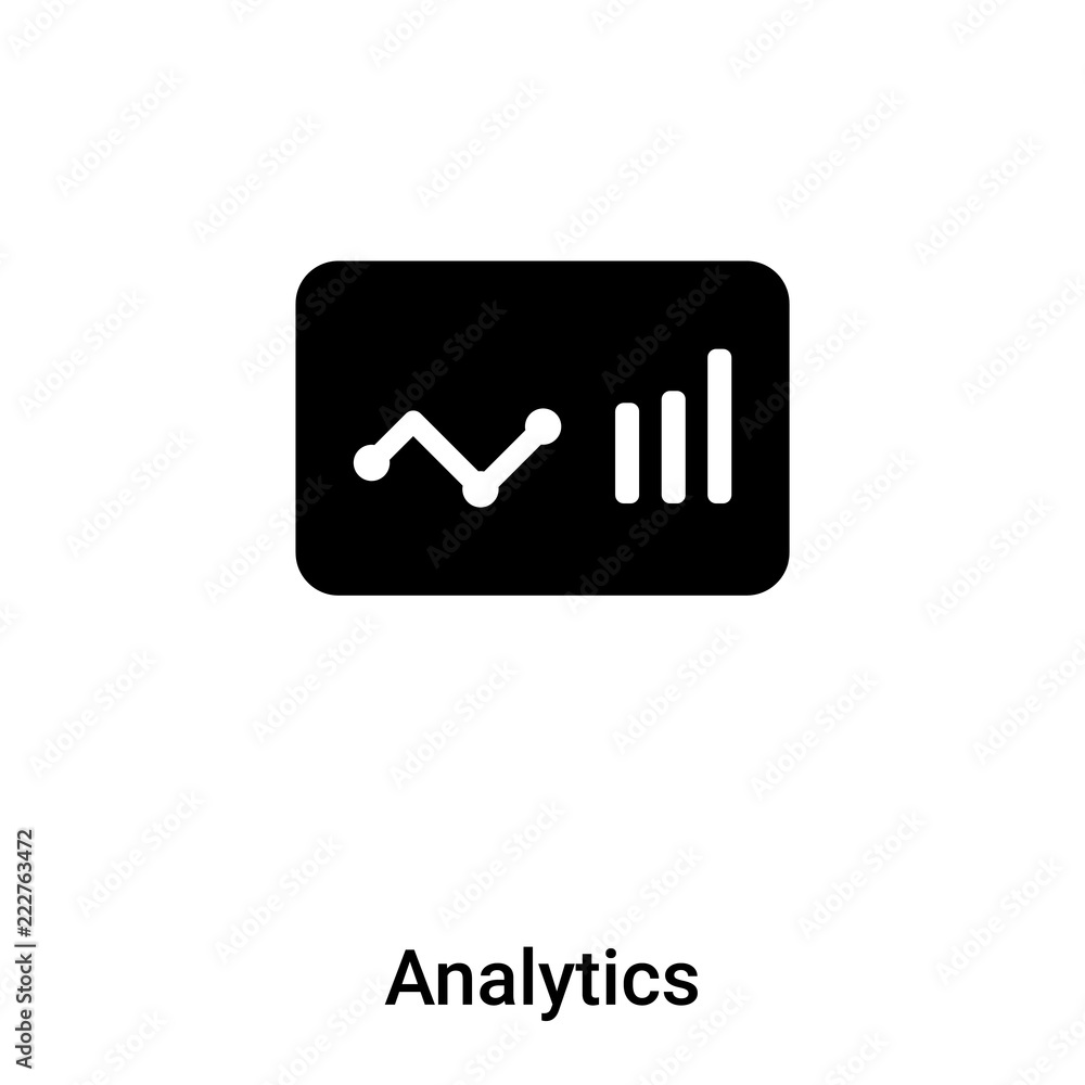 Analytics icon vector isolated on white background, logo concept of Analytics sign on transparent background, black filled symbol
