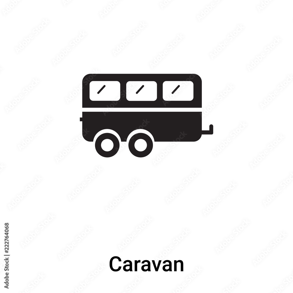 Caravan icon vector isolated on white background, logo concept of Caravan sign on transparent background, black filled symbol