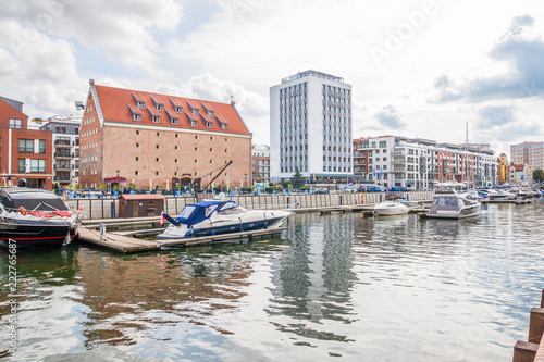 Marina at Motlawa river in Gdansk, Poland. Gdansk 