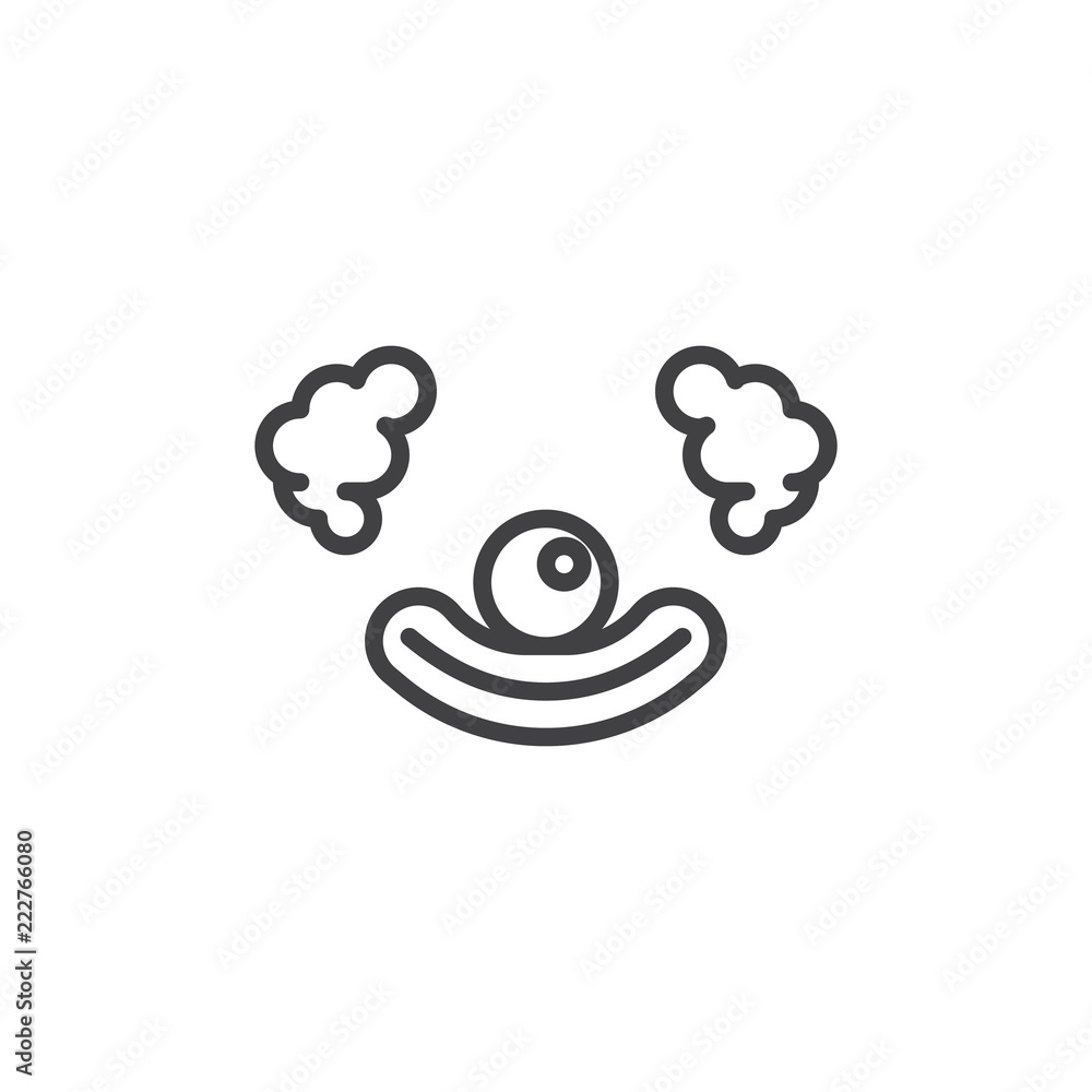 Clown mask outline icon. linear style sign for mobile concept and web design. Party mask simple line vector icon. Symbol, logo illustration. Pixel perfect vector graphics
