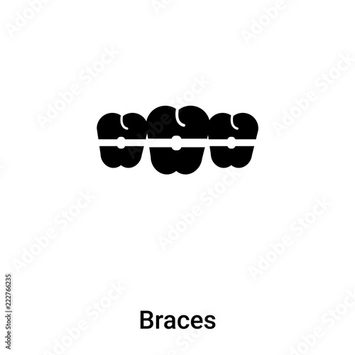 Braces icon vector isolated on white background, logo concept of Braces sign on transparent background, black filled symbol