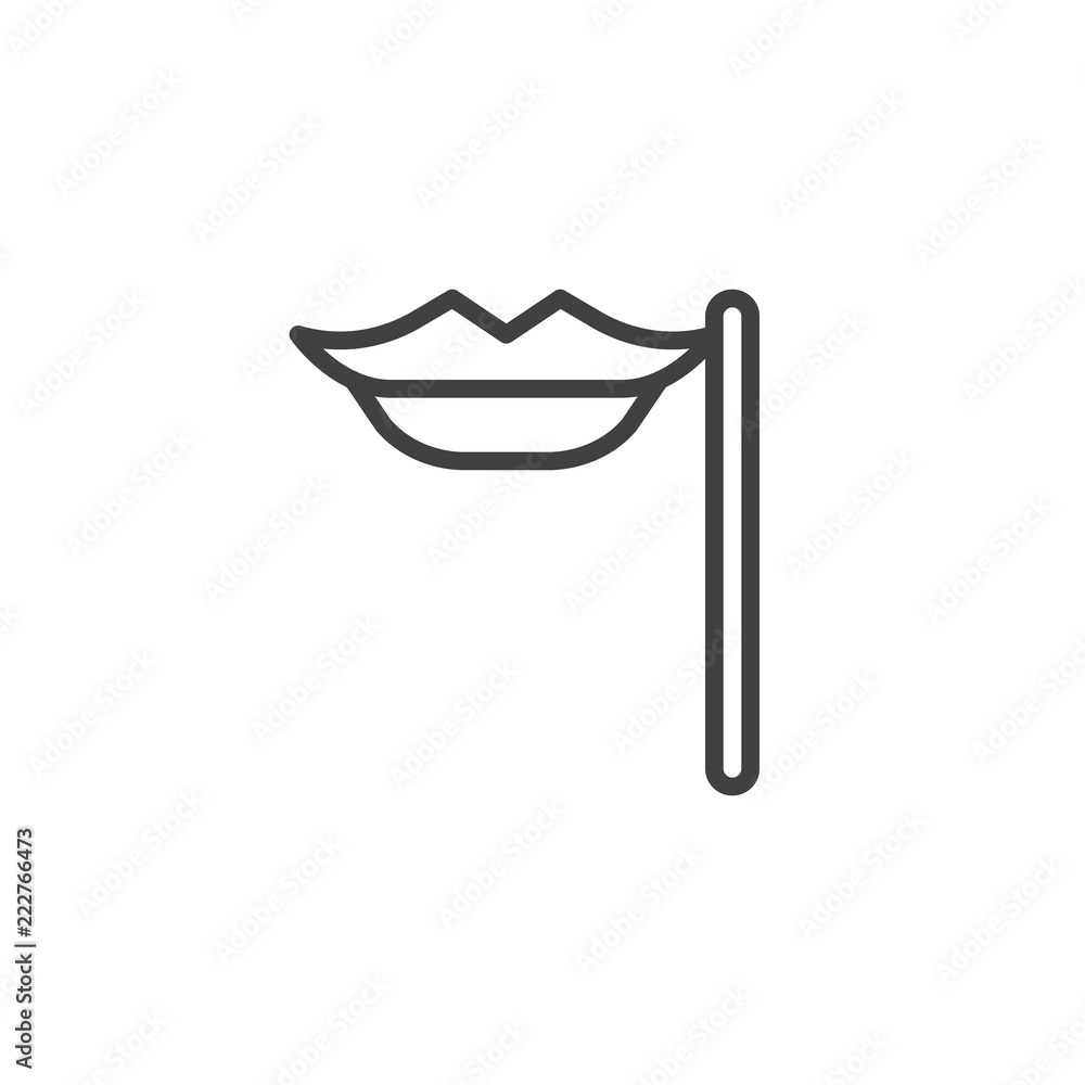Lips on a stick outline icon. linear style sign for mobile concept and web design. Party mask simple line vector icon. Symbol, logo illustration. Pixel perfect vector graphics Lips on a stick outline icon. linear style sign for mobile concept and web design. Party mask simple line vector icon. Symbol, logo illustration. Pixel perfect vector graphics