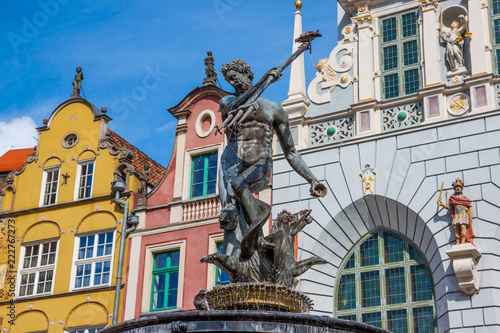Famous Neptune fountain. Gdansk, Poland