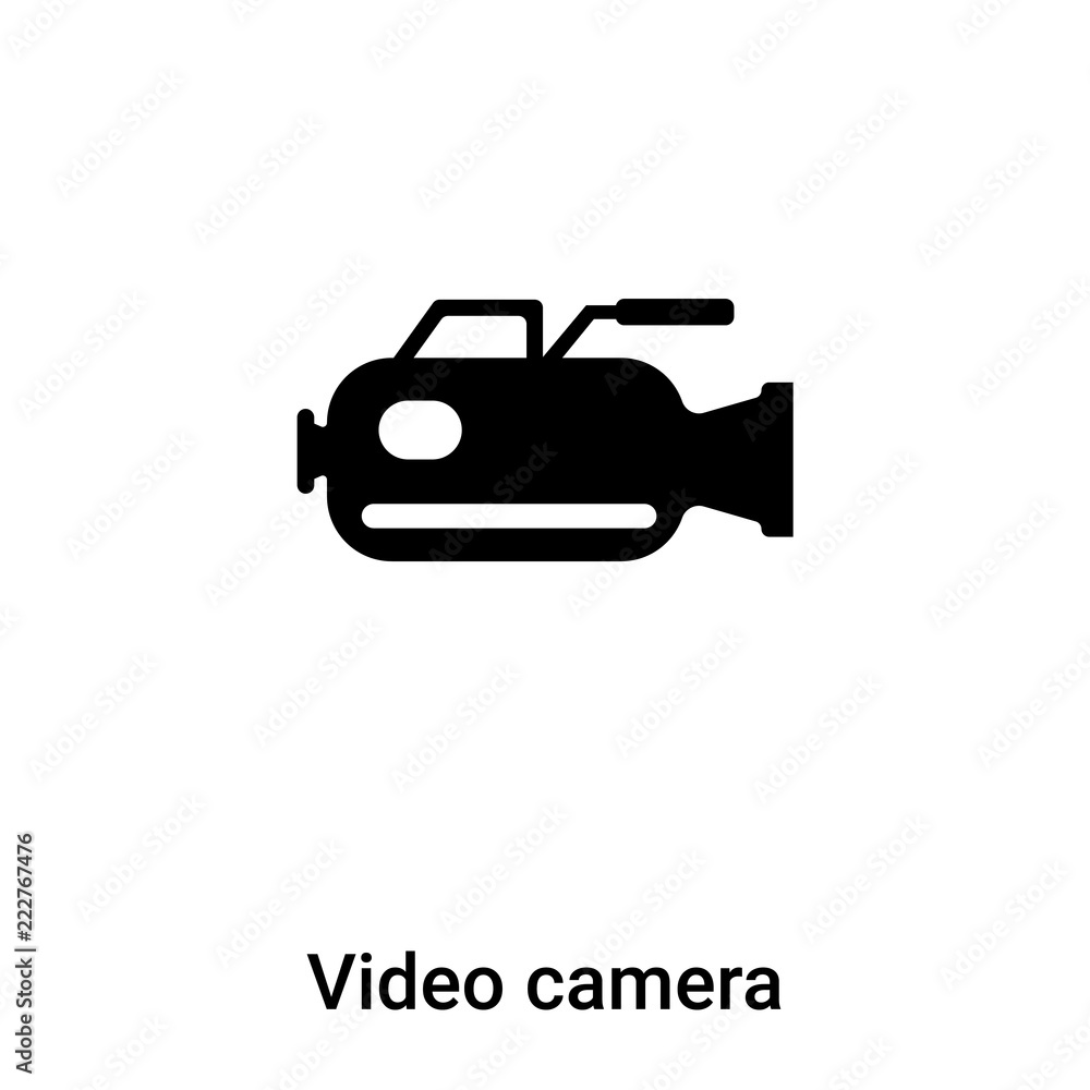 Video camera icon vector isolated on white background, logo concept of Video camera sign on transparent background, black filled symbol Video camera icon vector isolated on white background, logo concept of Video camera sign on transparent background, black filled symbol