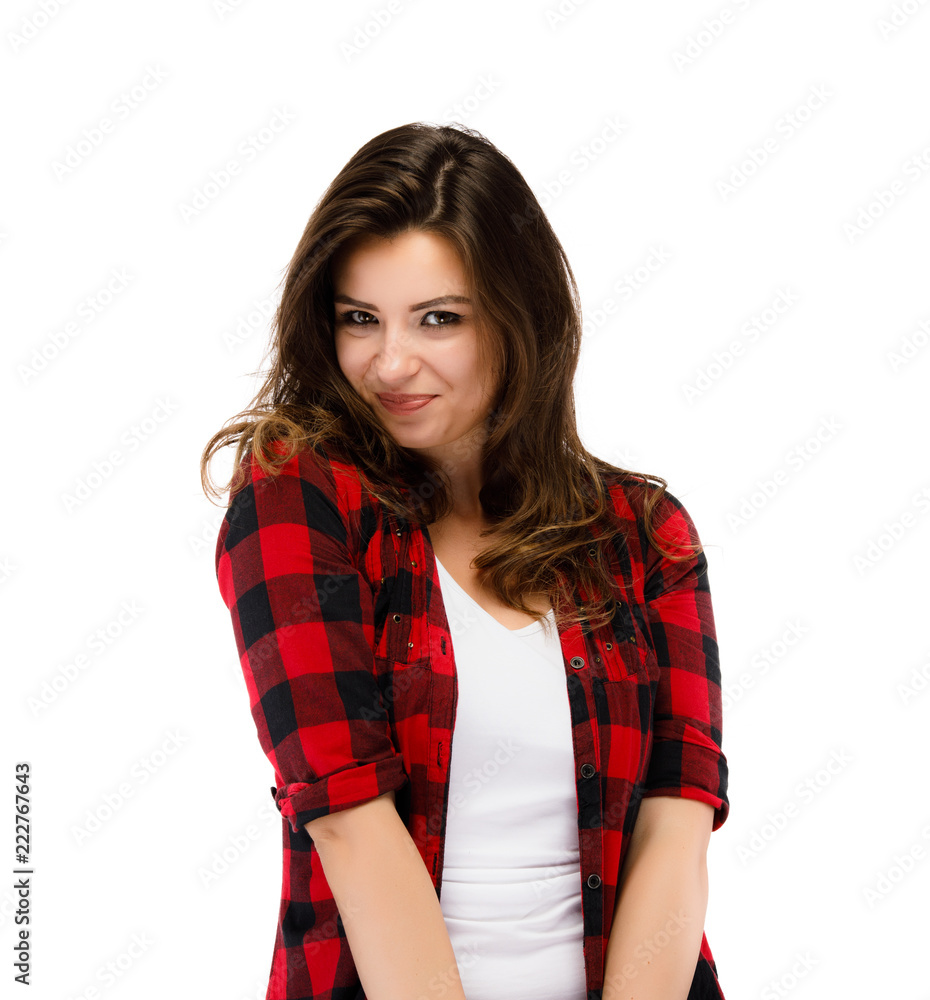 Portrait of young woman on white background Portrait of young woman on white background