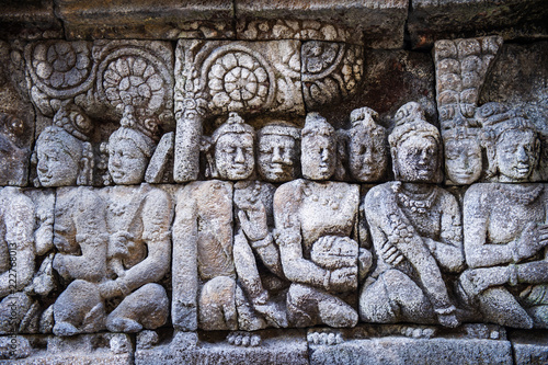 Stone-wall relief of Borobudur Temple, Yogyakarta, Indonesia 13