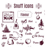 Tobacco snuff icons - sketch style, vector graphic illustration