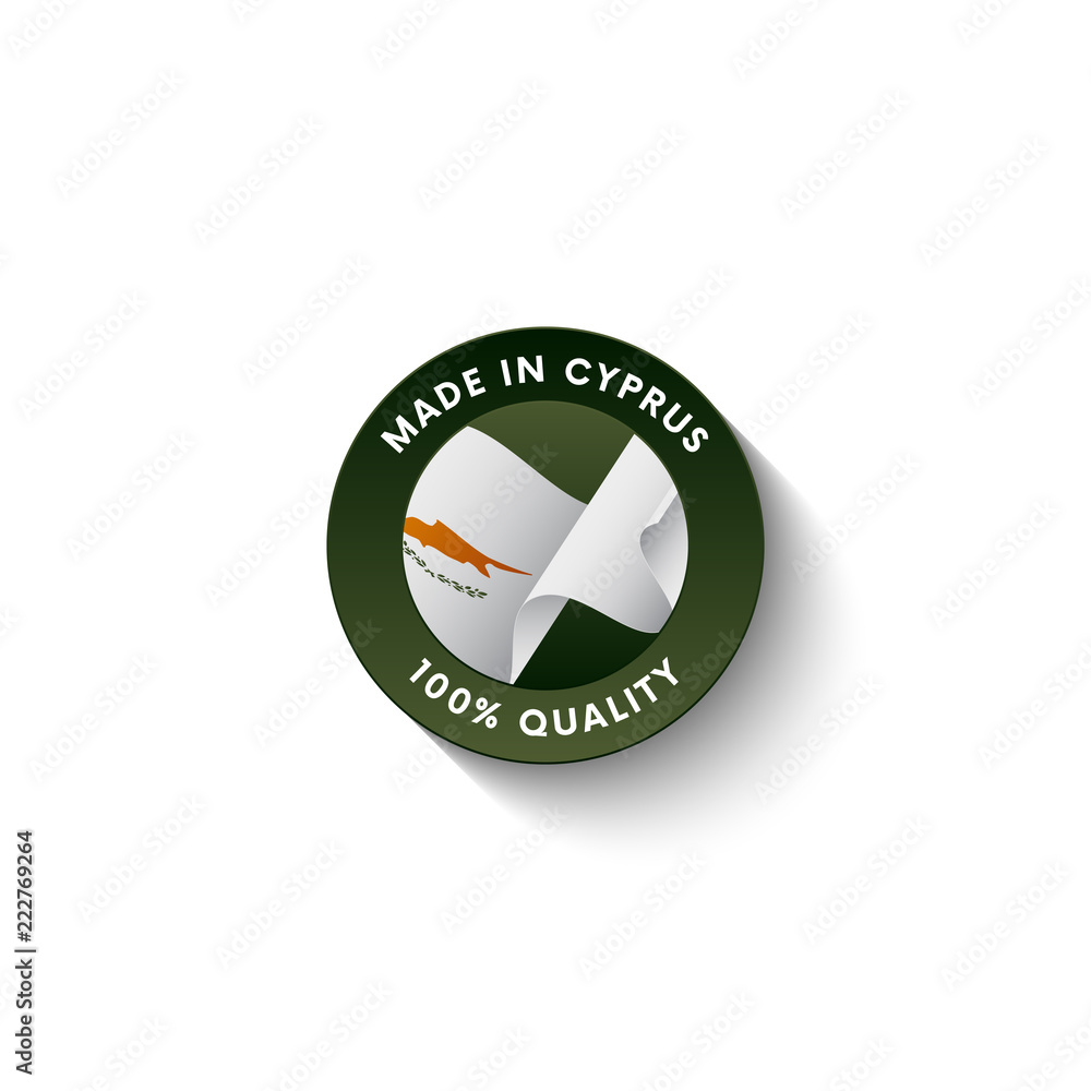 Made in Cyprus badge with Cyprus flag. Badge with long shadow. Vector illustration. Made in Cyprus badge with Cyprus flag. Badge with long shadow. Vector illustration.