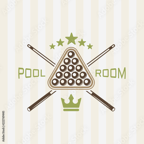Pool room colored vector emblem